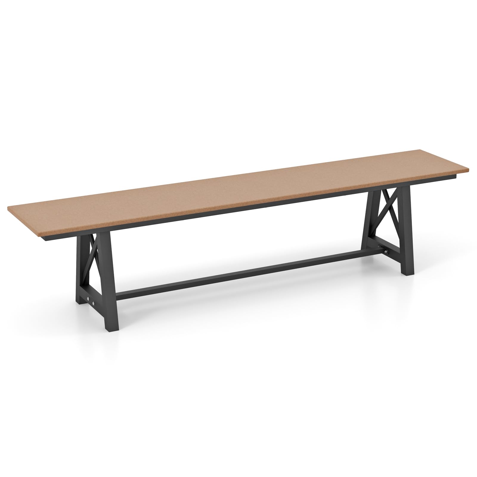 Banc d'extérieur Tangkula 6 pieds en PEHD, banc de pique-nique de terrasse extra long pour 3-4 personnes, capacité de charge de 1100 lb